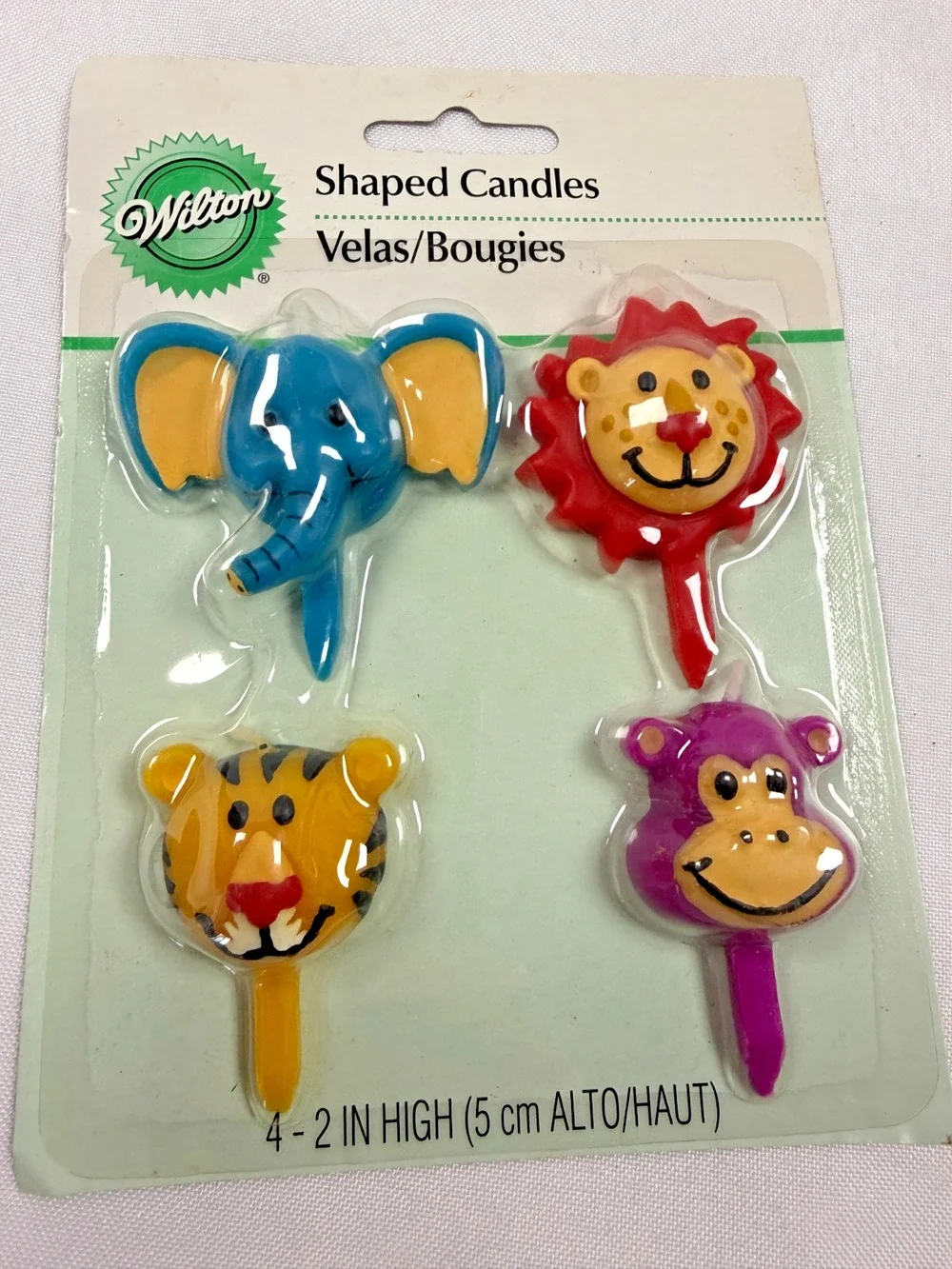Jungle Animal Birthday Candles Wilton Elephant Lion Monkey Tiger Set 4pc